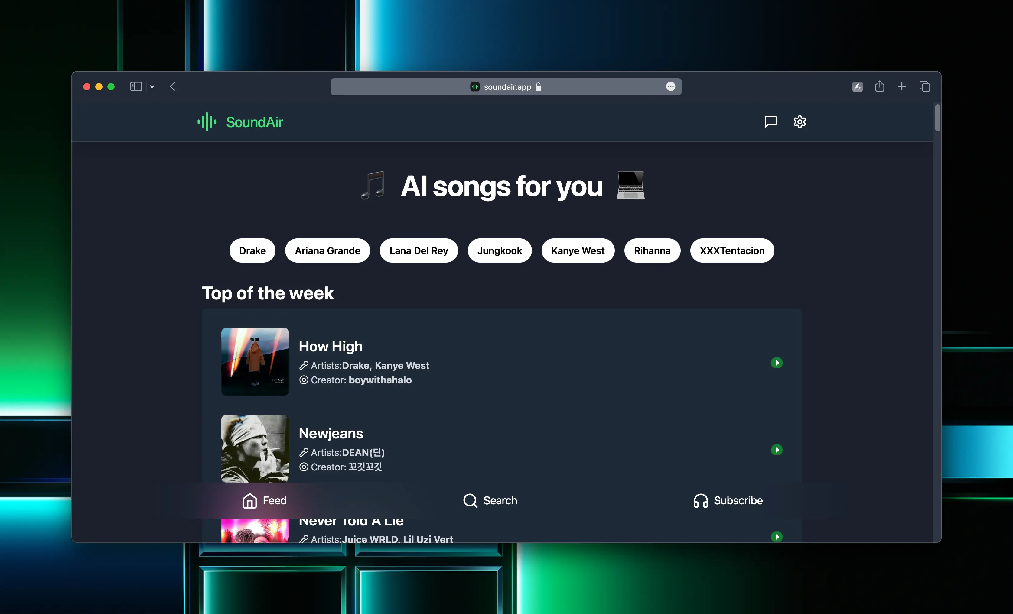 SoundAir on the Web